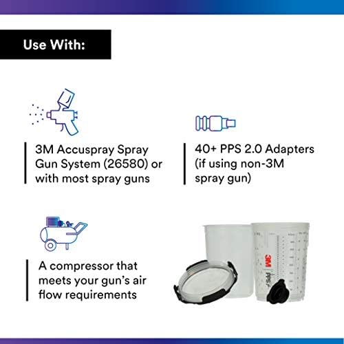 3M PPS 2.0 Spray Gun Cup Lids and Liners Kit, 26112, 13.5 oz, Midi - Image 3