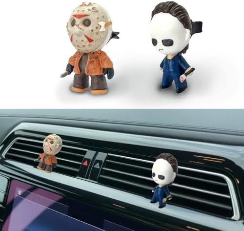 GENANY 3D Resin 2Pcs Horror Car Air Freshener Vent Clip, Hand Painted Mask
