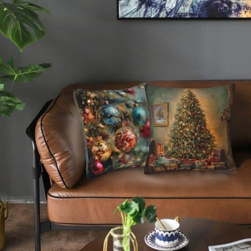 Christmas Tree Pendant Throw Pillow Covers 18x18 inch Set of 2 Pillow Case Cushion Cover for Home Sofa Couch Living Room Car Decor - Image 6