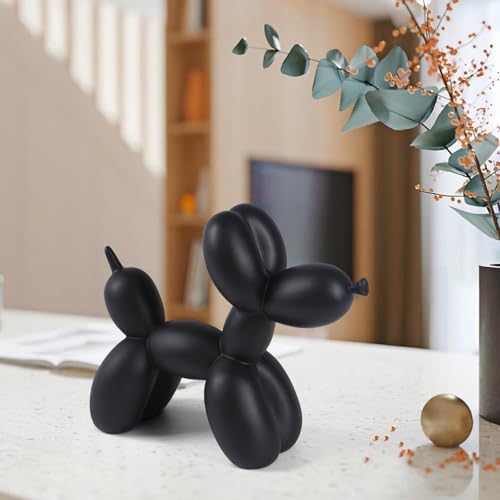 Notakia Creative Black Balloon Dog Decor Statue Crafts Living Room Decor Desktop Decorations,Handmade Modern Small Shelf Animal Statue Ornament Home Decor (Big Pure Black) - Image 2