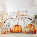Erosebridal Fall Pumpkin Harvest Comforter Cover, Thanksgiving Day Duvet Cover Full Maple Autumn Leaves Bedding Set for Kids Teens Adult, Country Barn Door Bedspread Cover Rustic Farmhouse Decor by Erosebridal