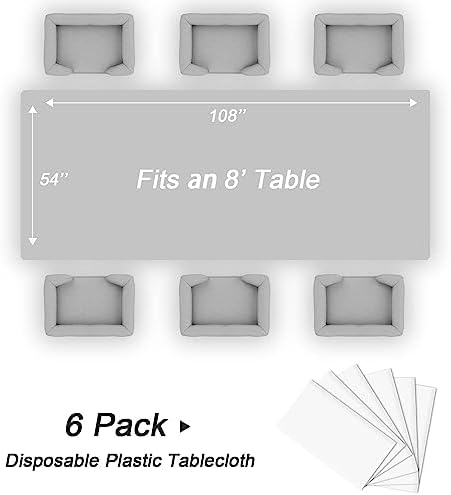 QIKSION 6 Pack White Plastic Table Cloth Disposable, White Tablecloth - Image 5