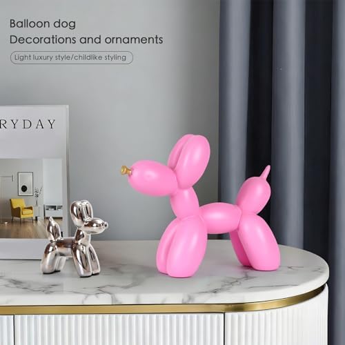 Notakia Creative Pink Balloon Dog Decor Statue Crafts Living Room Decor Desktop Decorations,Handmade Modern Small Shelf Animal Statue Ornament Home Decor (Big Pure Pink Dog) - Image 5