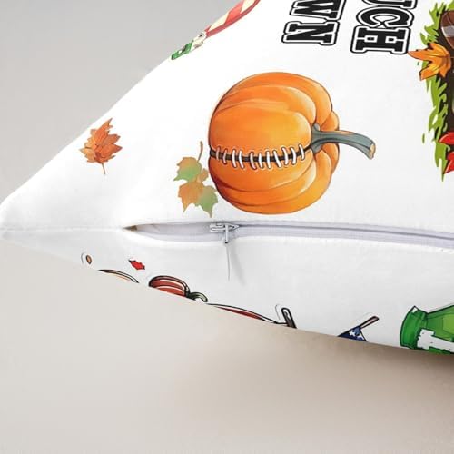 Manfei Autumn Rugby Throw Pillow Covers 2 Pack,Rustic Fall Pumpkin Maple Leaves Double Sides Print Cushion Covers for Sofa,Football Sports Theme White Pillow Covers,22"x 22" - Image 5