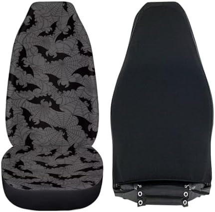 Halloween Bat Car Front Seat Covers Breathable Car Seat Covers Front Seats Only Stretch Polyester Fabric Cover Easy to Install Universal Fit for Most Vehicle