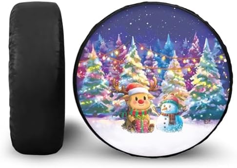 Spare Tire Cover, Weatherproof Wheel Cover with Christmas Reindeer Print, Universal for Trailer RV SUV Truck Camper Accessories 14" 15" 16" 17" 18", (16" Fits Tire Diameter 29.6"-31.5")