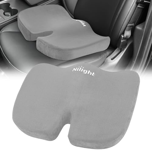 Nilight Car Seat Cushion 1PC Grey Universal Gel Memory Foam Seat Pad