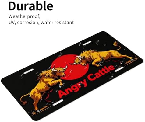 Angry Highland Cattle Front License Plate 6" * 12" for Women