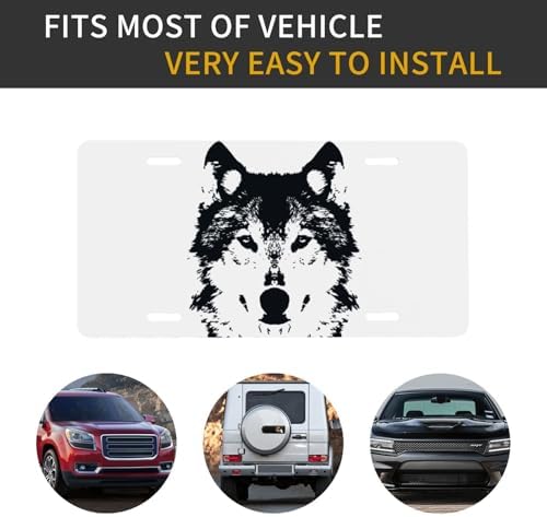 Black Wolf Front License Plate 6" * 12" for Women