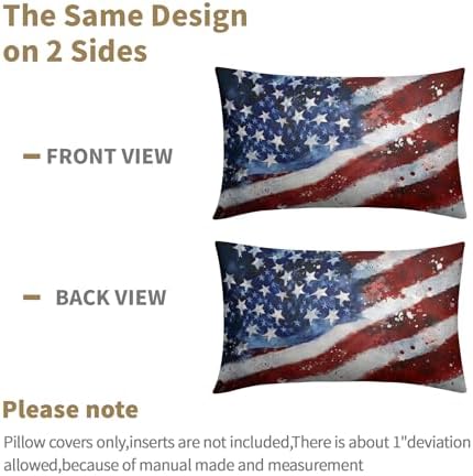 4th of July Pillow Covers 12x20 Set of 2, Patriotic Throw Pillow Covers Independence Memorial Day Pillowcase, Summer Flag Decorative Fourth of July Cushion Case Couch for Indoor Outdoor Home Decor - Image 6
