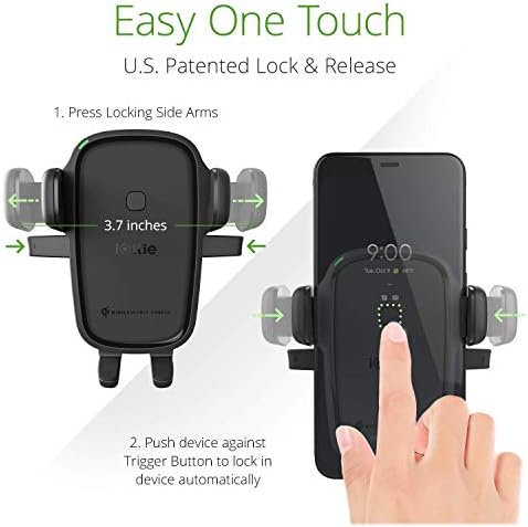iOttie Car Charger Easy One Touch Wireless 2 Qi Charging CD Slot + Air Vent Combo Phone Mount for iPhone, Samsung Galaxy, Huawei, LG, Smartphones, Black
