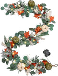 6FT Lighted Handcrafted Fall Garland, 30 LED Lights & 8-Mode Auto Timer by MISF