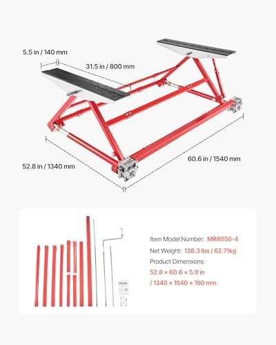 VEVOR Portable Car Lift, 4400 lbs Capacity, Heavy Duty Steel Quick Lift with 23" Max Height, Adjustable Width and Wheels, Manual Lifting for Cars, Compact SUVs, Mini Trucks, Home Garage or Shop Use - Image 7