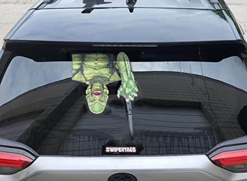 Gill-Man Creature from The Black Lagoon Nostalgic Horror Waving WiperTags with Decal for Rear Vehicle Wipers. Universal fit. Made in USA.