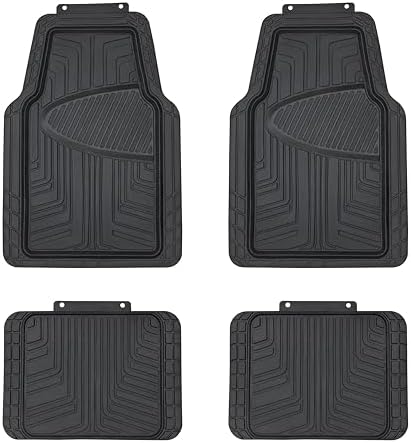 Amazon Basics 4-Piece Premium All-Season Anti-Slip Rubber Floor Mats, All Weather Protection for Cars, SUVs and Trucks, Universal Trim to Fit, Black
