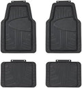 Amazon Basics 4-Piece Premium All-Season Anti-Slip Rubber Floor Mats, All Weather Protection for Cars, SUVs and Trucks, Universal Trim to Fit, Black