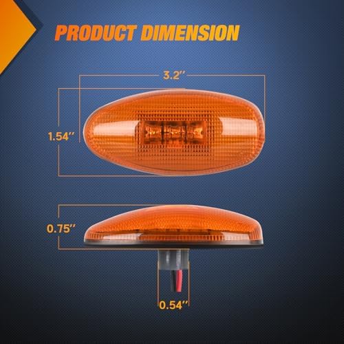 Nilight Fender Side Marker Light Red Amber Fits 2001-2014 Chevy GMC