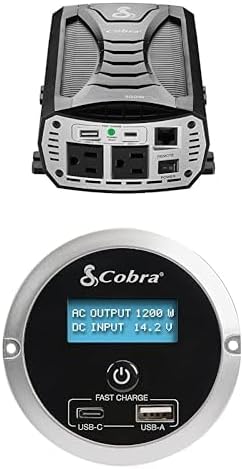 Cobra CPI400PSW Pure Sine Portable Power Inverter with Compatible Cobra CPIALCDG1 Remote Controller: 2 Grounded AC Outlets, 2 Fast Charge USB Ports, Remote On/Off, 4 Mounting Options, Black by CobraElectronics