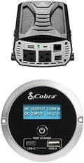 Cobra CPI400PSW Pure Sine Portable Power Inverter with Compatible Cobra CPIALCDG1 Remote Controller: 2 Grounded AC Outlets, 2 Fast Charge USB Ports, Remote On/Off, 4 Mounting Options, Black by CobraElectronics