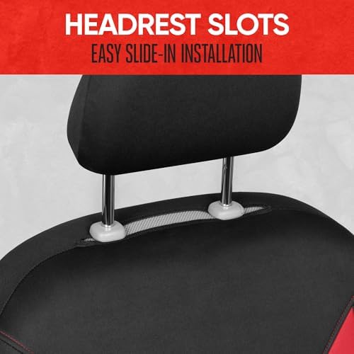 Motor Trend SpillGuard 2 Red Seat Covers for Cars & Seat Covers for Trucks - Neoprene Lining Waterproof Car Seat Covers Front Seats Only - SUV Seat Covers Protector - Forros para Asientos de Carro