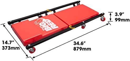 Big RED 36" 2-Piece Padded Rolling Garage/Shop Creeper, Mechanic Cart with Headrest and 6 Casters, Red TR7565R Torin - Image 2