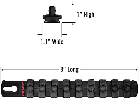 Ernst Manufacturing 8-Inch Magnetic Socket Organizer with 9 3/8-Inch Twist Lock Clips, Black (8427M-Black-3/8) - Image 4