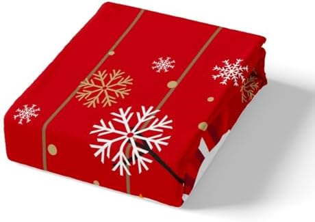 Cartoon Snowman Kids Duvet Cover Set Queen Size,Merry Christmas Snowflake Xmas Bedding Set,Girls Boys Adults Room Decor,Geometric Grids Patchwork Comforter Cover,Red Green Quilt Cover,2 Pillowcases - Image 4