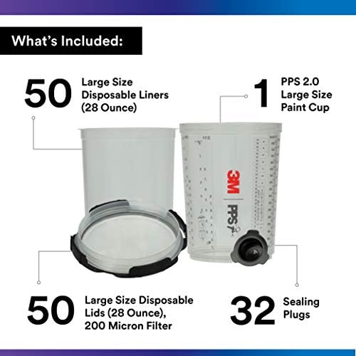 3M PPS 2.0 Spray Gun Cup, Lids and Liners Kit, 26024, 28 oz, Large - Image 2