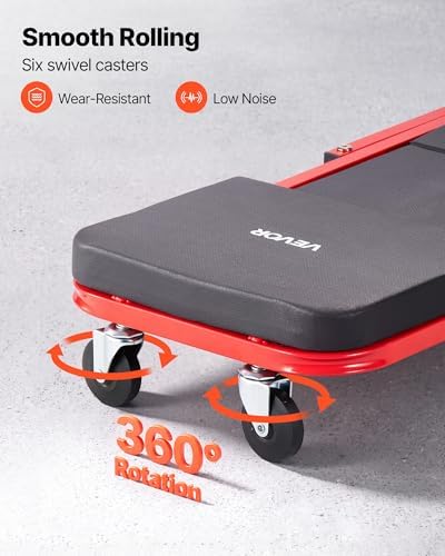 VEVOR 36 in 3-in-1 Folding Mechanic Creeper, Z-Creeper Garage Roller, 340 lbs Under Car Rolling Creeper with 6 Swivel Casters, Padded Headrest, Lay Down or Sit for Auto Repair - Image 4