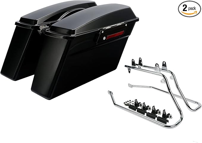 XFMT Vivid Black Hard Saddlebags Saddle Bags Trunk Black Latches W/Chrome by XFMT