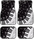 Black White Musical Skeleton Print Funny Halloween Car Floor Mats 4 PCS, Cute Durable Interior Accessories for Car SUV, All Weather Floor Mats with Front Rear Trunk Liners Set for Party