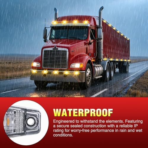 Nilight 2.5" Oval Side Marker Light, White Lens Amber LED, Waterproof