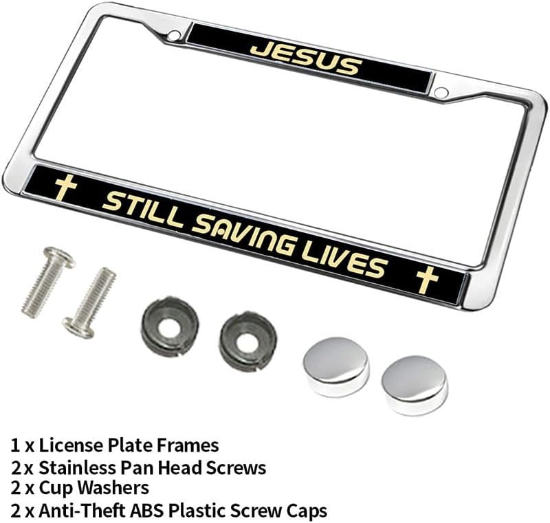 Jesus Still Saving Lives License Plate Frame Metal God is the Source Chrome License Plate Frame Bible Scripture License Plate Frame for Birthday Gift with Mounting Gift Kit