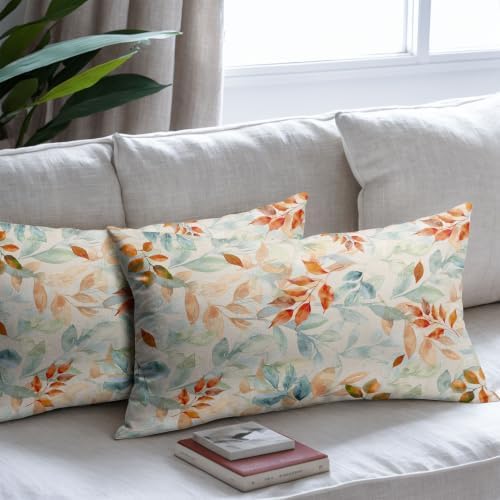 Fall Maple Leaves Pillow Covers Orange 12x20 Set of 2 Highly Absorbent - Image 7