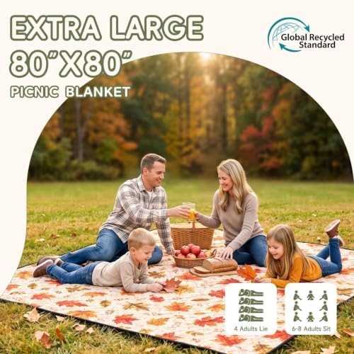 Genovega Waterproof Picnic Blanket Beach Mat Outdoor Outside Rug Tent Carpet Extra Large Foldable Sandproof Autumn Decor Halloween Decoration Roadside Outdoor Thanksgiving Essentials Fall Party Stuff - Image 2