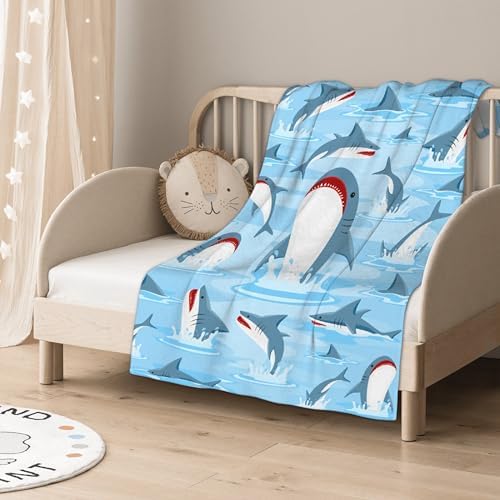 Cute Sharks Blanket Gifts for Girls Boys Women - Super Soft Cozy Warm Throw Sheet for Couch Bed Sofa Office Decor All Season 30"x40" Pets - Image 4