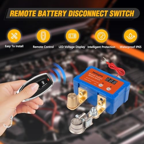 Nilight 140A Battery Disconnect Switch Wireless Remote Voltmeter Display