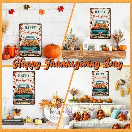 Fall Sign Pumpkin Car Vintage Tin Sign Happy Thanksgiving 8x12Inch - Image 4