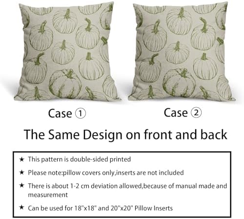 Lime Green Pumpkin Fall Pillow Covers 24x24 Set of 2 Autumn Themed Thanksgiving Harvest Print Decorative Throw Pillows Outdoor Farmhouse Pillowcases Cushion Case Seasonal Decor for Couch Sofa Bed - Image 6