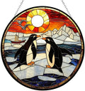 Mosaic Penguin Stained Glass Window Hangings Stained Glass Suncatcher Birthday Gift for Mom Grandma Teacher Women Friend Memorial Hook 9.8" by 365CUSGIFTS