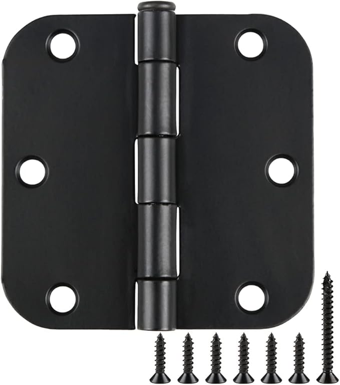 Rounded Door Hinges 3-1/2" x 3.5 inch, 5/8 Radius, Matte Black 3 ½ Inch 6 Pack by TDCHINGES
