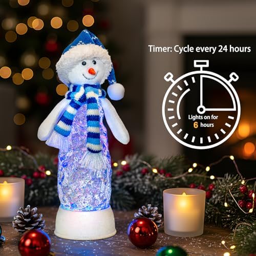 Christmas Snowman Decoration Snow Globe Lantern Indoor Decor Snowman Christmas with Music,6H Timer,USB Lined/Battery Operated Lighted Lantern for Festival Decoration Gifts - Image 2