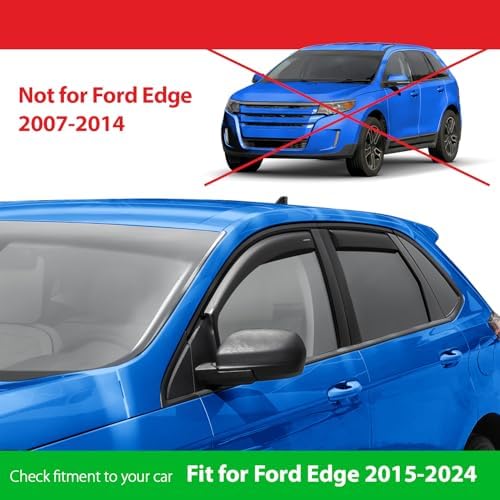 Goodyear Shatterproof in-Channel Window Deflectors Compatible with Ford Edge 2015-2024, Rain Guards, Window Visors for Cars, Car Accessories, 4 pcs - GY003464