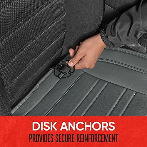 Motor Trend Gray Faux Leather 1-Piece Padded Car Seat Protector with Storage Pockets, Premium Interior Front Seat Cover for Cars Truck SUV Auto
