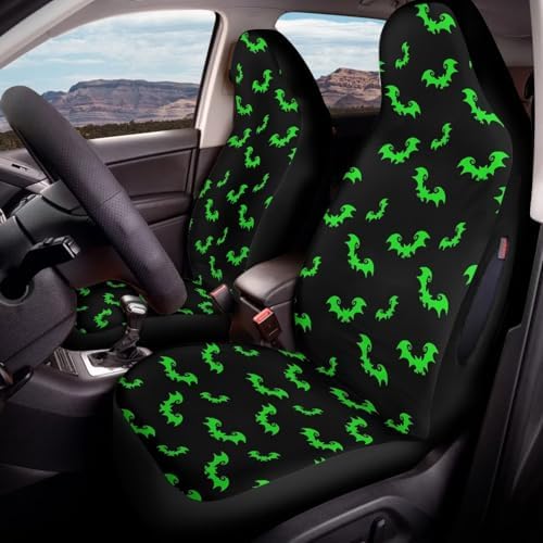 Bulopur Halloween Front Car Seat Covers Waterproof Breathable Bat Print Vehicle Seat Covers Auto Cushions Airbag Compatible for Cars SUV Truck Van