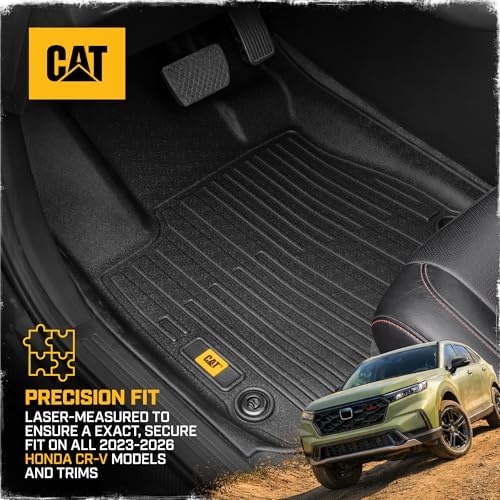 CAT® JustFit™ 3D Custom Fit Floor Mats for Honda CRV 2023, 2024, 2025, 2026 - Heavy Duty Floor Liner Protection Laser Measured, Honda CRV Accessories Car Floor Liners