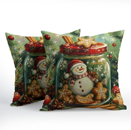 Merry Christmas Snowman Pillow Covers 22x22 Set of 2 Highly Absorbent - Image 2