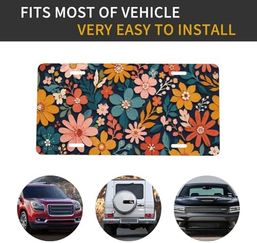 Flower Floral License Plate - 6x12 Inch Aluminum Novelty Decorative Vanity Metal Front Car Plate for Women Men - Image 4