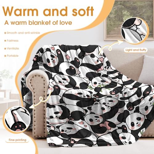 Panda Throw Blanket, Birthday for Girls Kids Teens Women, Soft Cozy Polyester Blanket for Couch Sofa Bed, Decor Throw for Living Room Bedroom, Dorm Travel Nap Blanket,50"x60" - Image 3