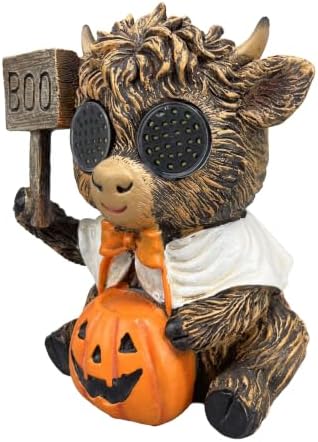 Halloween Highland Cow LED Statue, Boo Sign Pumpkin Decor - Image 5